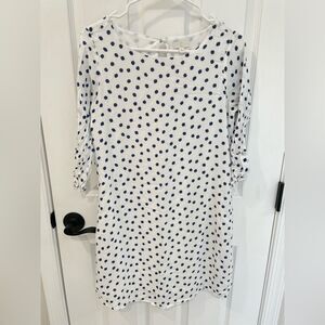 Charming Charlie White Navy Spotted Polka Dot Dress 3/4 Sleeve Women’s Size S